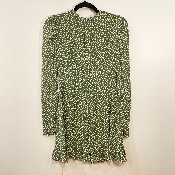 Last Chance! New Reformation Marcy Spotted Mini Dress Moiret Green 4, S $218 - Picture 4 of 11